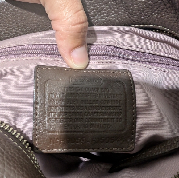 COACH F15064 Brown Duffle Bucket Pebbled Leather Shoulder Bag Purse - Picture 6 of 16